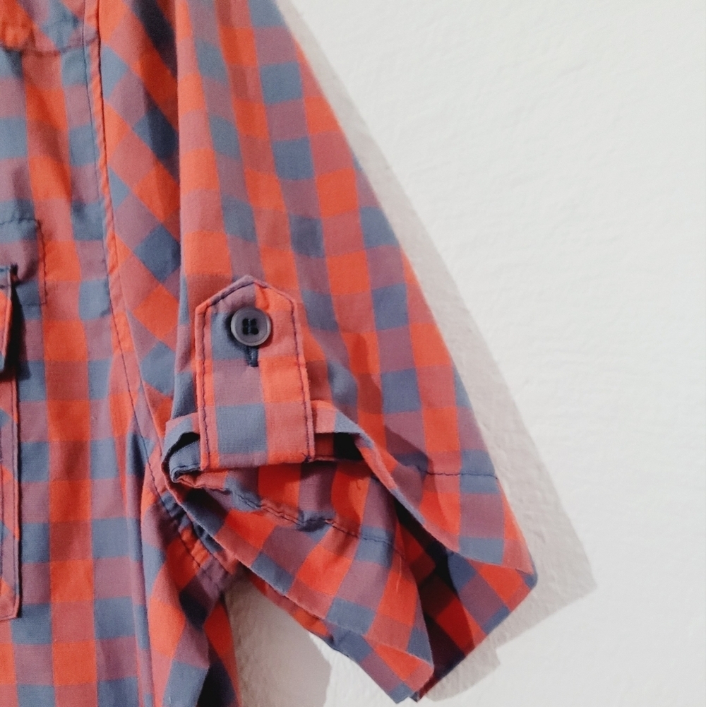 Straight Faded Men's Short Sleeve Plaid cotton Shirt - Size Large - Picture 3 of 8